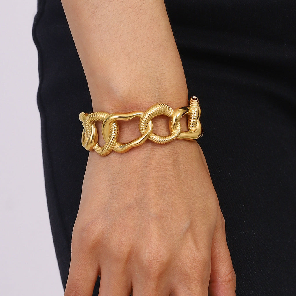 2H Stainless Steel gold Bracelet for Women Open Bangle bracelet
