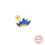 S925Pure Silver Single Crown Ear Bone Stud Earrings Bestselling Fashion Diamond-Studded Threaded Ear Piercing Women's Ear Jewelry