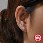 925Sterling Silver Classic Heart-Shaped Diamond-Studded Women's Earrings Set of Three Hot-Selling Ear Jewelry