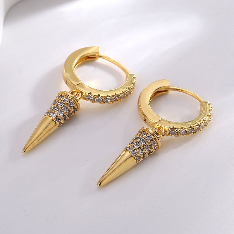 E0659 Fashion Design Earrings for Women Elegant Cone-Shaped Zirconia Drop Earrings