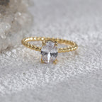 CYR0580 Fashion Retro Twisted Pattern Ring for Women Copper Plated with Real Gold Oval Zircon Ring