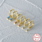 S925Pure Silver Color Diamond Square Earrings Hoop Earrings Classic Hot Sale Hoop Earrings