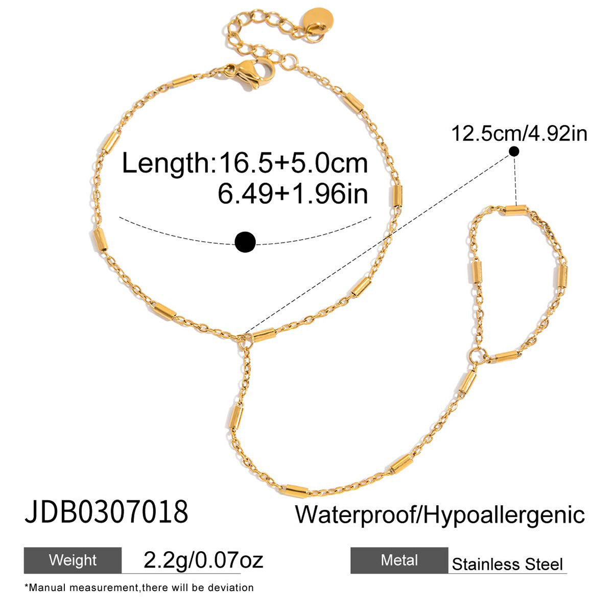 2H Zircon Ring Non-Fading Necklace Women's Finger Bracelet Stainless Steel Jewelry