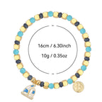 B0272 Chalcedony Blue Shell Beaded Fashion Trend Sailboat Bracelet