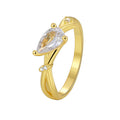 Gold-Plated Brass Teardrop CZ Ring styled for independent jewelry boutiques