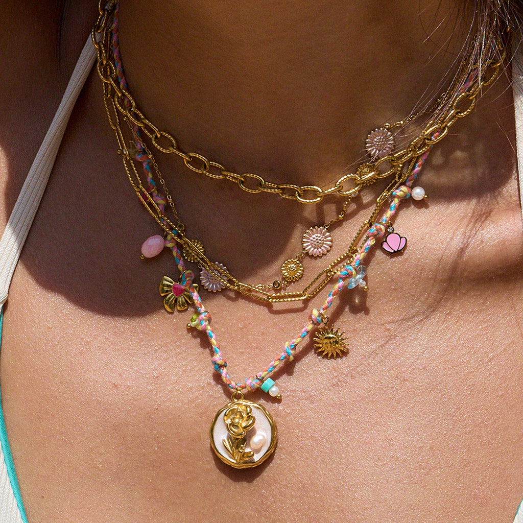 2H Stainless Steel Heart Layered Necklace Collarbone Chain Non-Fading Jewelry