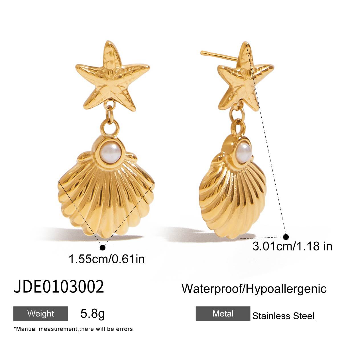 2H Stainless Steel Starfish Earrings Imitation Pearl Earrings Design Sense Earrings Jewelry