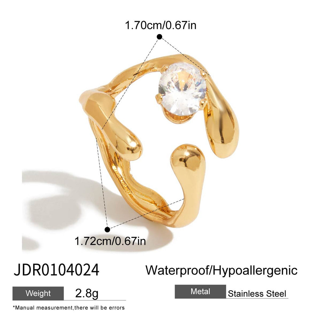 Zircon Ring Non-Fading Jewelry for Women Stainless Steel Accessories
