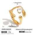 Cubic Zirconia Stainless Steel Ring in Gold-Plated — Contemporary Edit — plating detail — jewelry finish and design detail