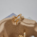 2H Stainless Steel Rhinestone Ring Non-Fading Jewelry Accessories for Women ring