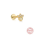 Unisex Sterling Silver Opal Threaded Ear Bone Stud Earrings — product style photo 12 — jewelry finish and design detail