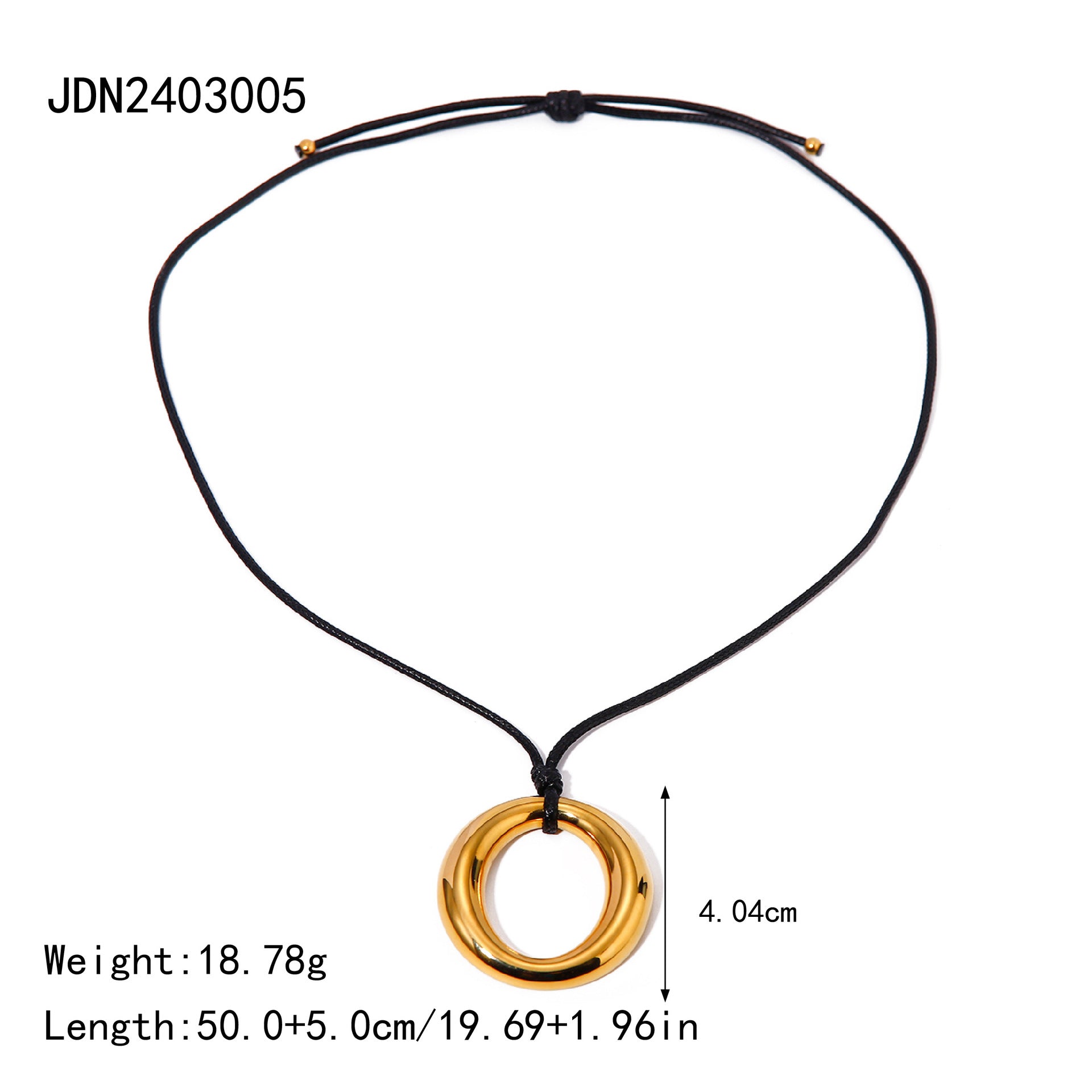 2H2025New Summer18k Gold Stainless Steel Wax Rope Necklace Minimalist Style Round Hollow Necklace