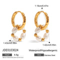 Pearl Stainless Steel Stud Earrings in Gold-Tone — Signature Shape with a stud design profile