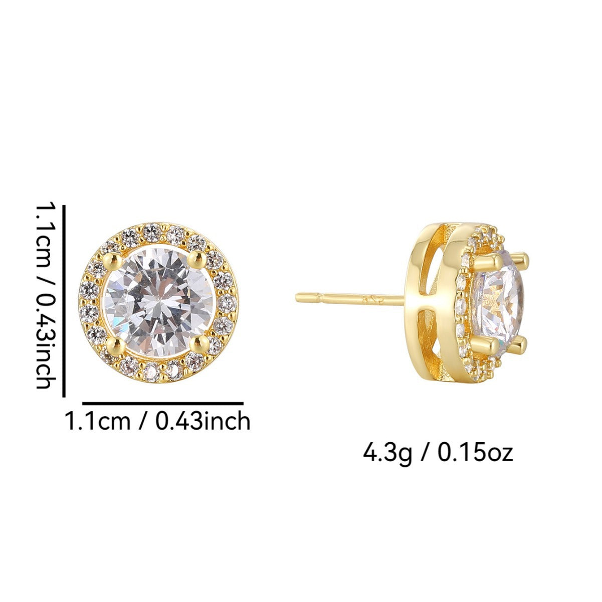 E0748 French Style Exquisite Simple Geometric Round Design Earrings for Women Gold-Plated Versatile Zircon Earrings