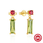 New925Sterling Silver Heart Eight-Pointed Star Inlaid Diamond Crescent Earrings Jewelry Colorful Diamond Stud Earrings