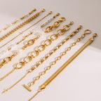 Stainless Steel gold Pearl Bracelet Metal Chain Jewelry