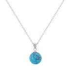 S925 Silver Turquoise Pendant Necklace Vintage Style
