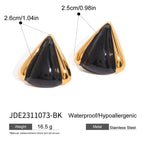 Vintage Stainless Steel Exaggerated Earrings Black Gold Earrings Jewelry