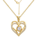 Gold-Plated Brass Heart Cross CZ Necklace featuring cubic zirconia and a gold-tone finish