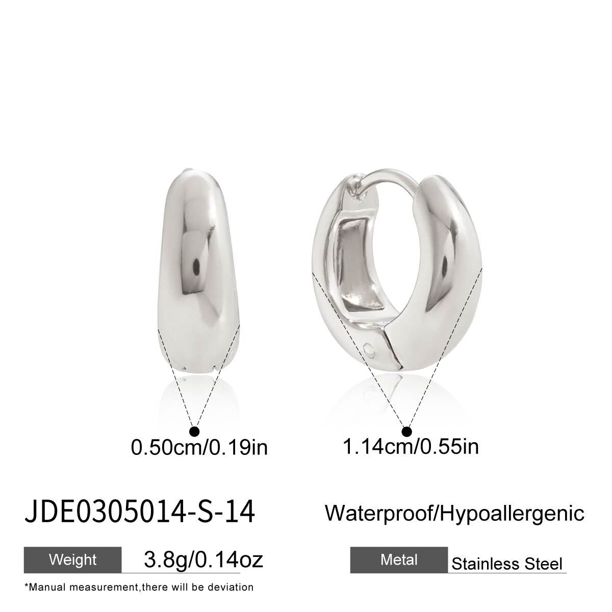 Stainless Steel Chubby Earrings Ear Clips Ear Jewelry for Women Non-Fading