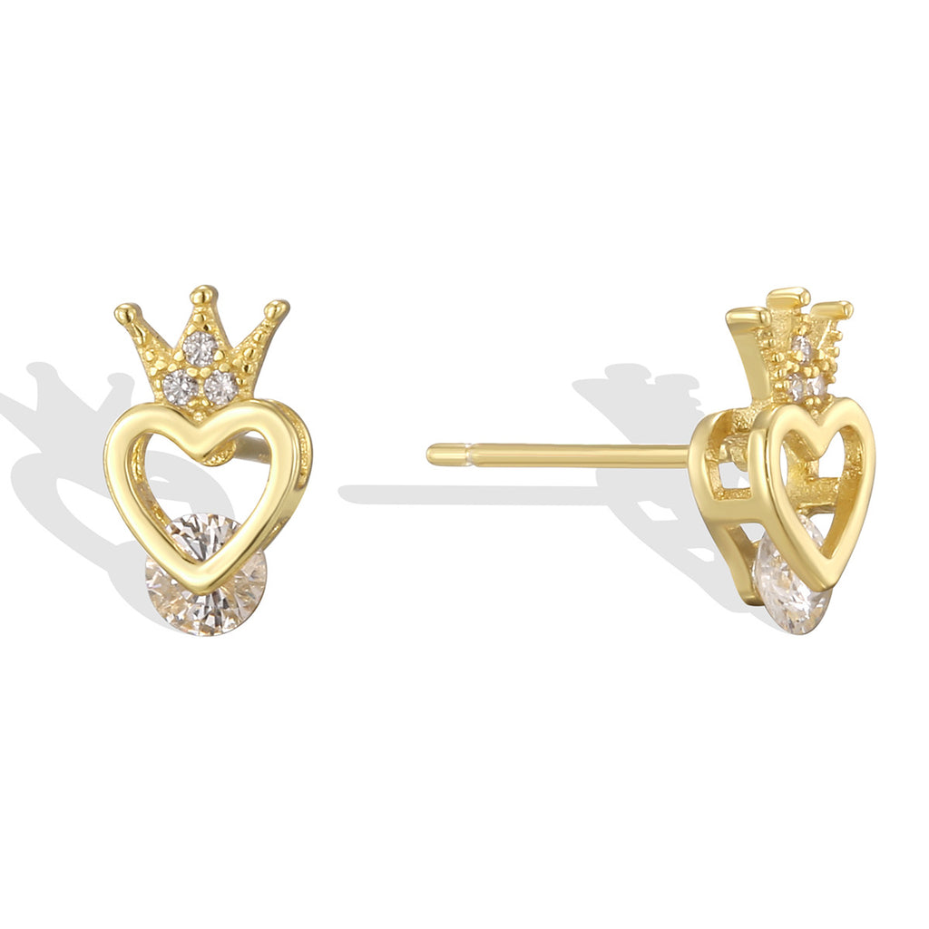 SE0271 Crown Heart Earrings for Women925Sterling Silver Ear Piercing Earrings Design Sense Ear Jewelry
