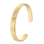 B0142 Brass Gold-Plated Simple Design Bracelet for Women, Adjustable Open End C Shaped Bracelet