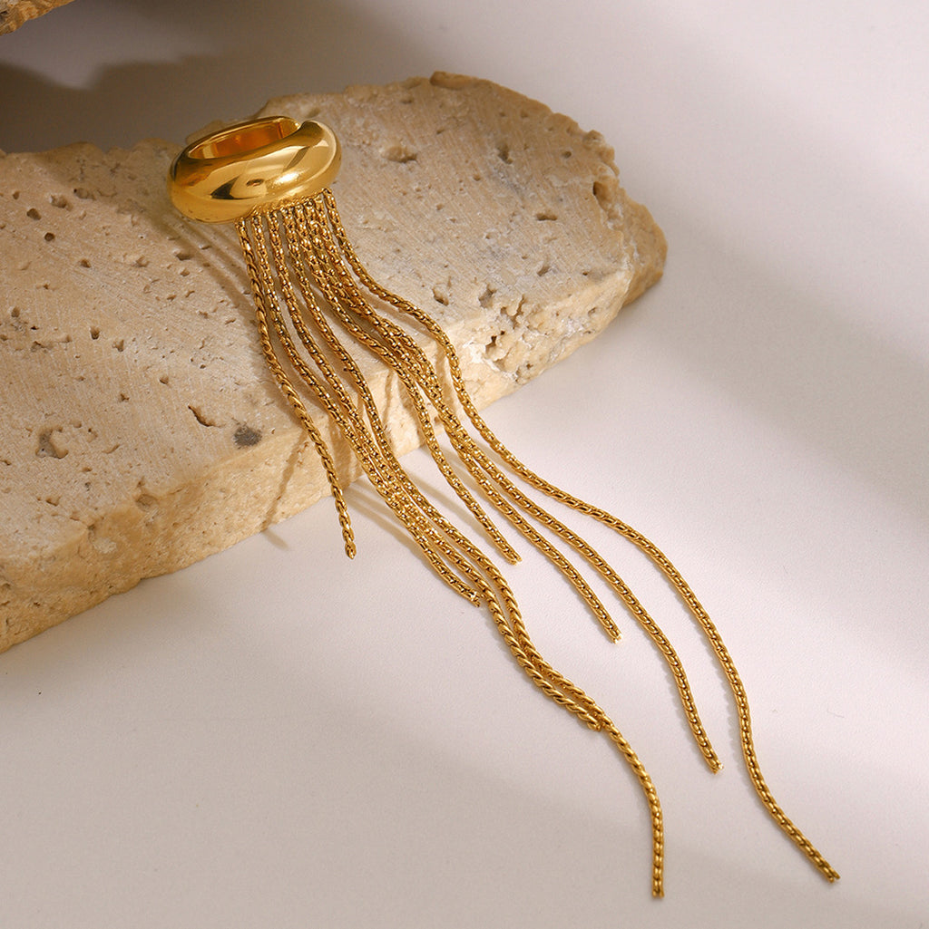 Stainless Steel Tassel Earrings Non-Pierced Ear Cuff Ear Jewelry Accessories