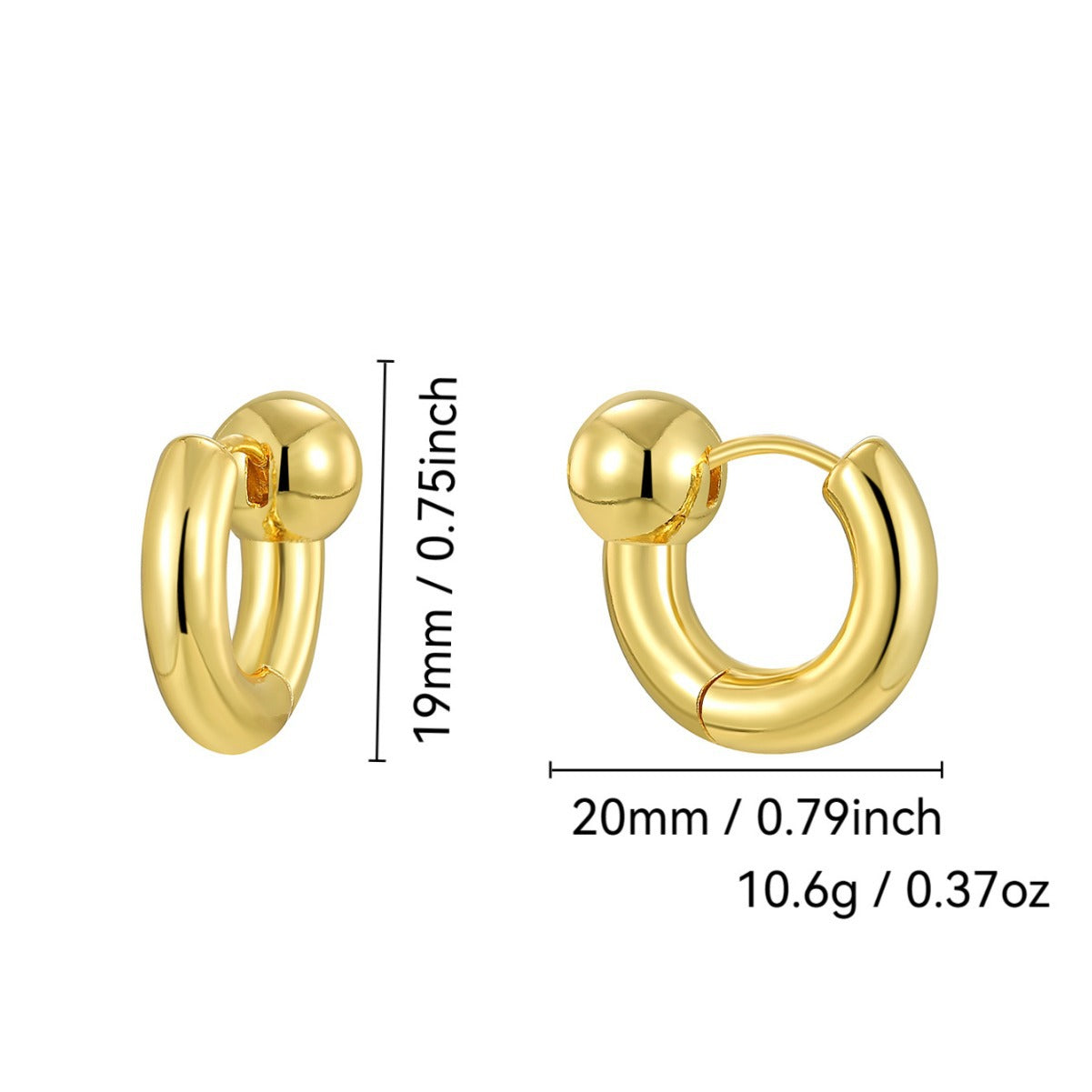 CYE0780 Vintage Irregular Earrings for Women Brass Gold-Plated Circle Ball Fashion Ear Jewelry