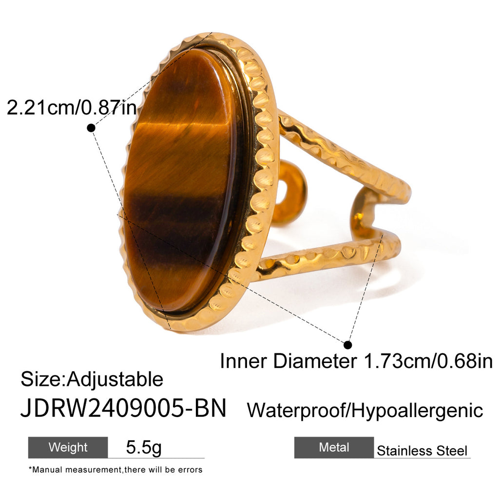 Stainless Steel Tiger Eye Stone Ring Natural Stone Product rings