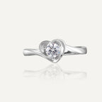 SR0039 S925Silver Heart Zircon Trendy Design Couple Ring
