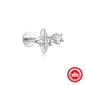 Star Geometric Stud 925 Sterling Silver Earrings — earring silhouette — alternate angle 2 — jewelry finish and design detail