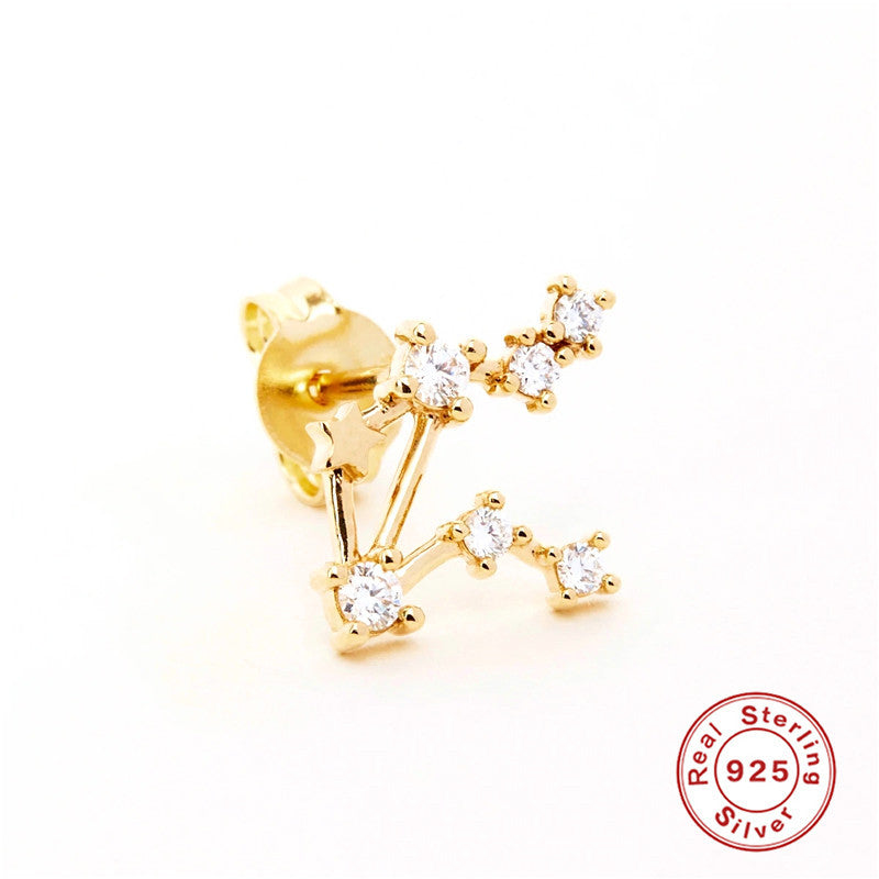 Crystal-Set Star Stud 925 Sterling Silver Earrings — jewelry design view 12