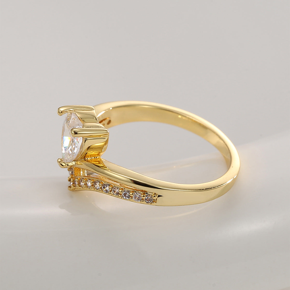 R0648 Luxurious Double Layer Ring for Women Hot Sale New Heart Zircon Vintage Versatile