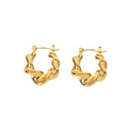 Same Style Earrings Gold Plated Stainless Steel Twist Hoop Earrings Geometric Drop Earrings Women's Ear Jewelry