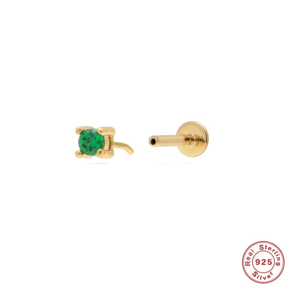 New S925Sterling Silver Stud Earrings18G Flat Head Push Piercing Cartilage Earrings Hot Selling Piercing Ear Lobe