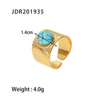 Jewelry Vintage Stainless Steel Gemstone Ring 18k Vintage Gold-Plated Jewelry rings Female