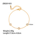 2H  New Fashion Bracelet18K Gold-plated Round Zircon Stainless Steel Bracelet Trendy Versatile Jewelry