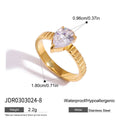 Gold-Plated Stainless Steel Ring with Cubic Zirconia Detail — Soft Contour — additional design view — jewelry finish and design detail