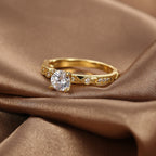 R0364 Fashion Four-Claw Brass Gold-Plated Zircon Ring for Women New Simple Tail Ring