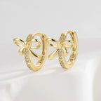 SE0265 S925Silver plating14K Gold Cute Bow Earrings
