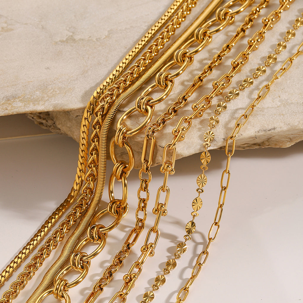 2H Stainless Steel gold Necklace Cuban Clavicle Chain Jewelry necklace