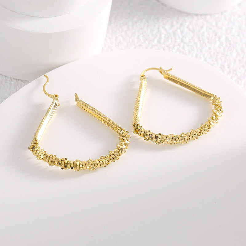 E0573 Simple Design Fan-shaped Earrings for Women, Directly from Manufacturer, Gold-plated18K Ear Earrings
