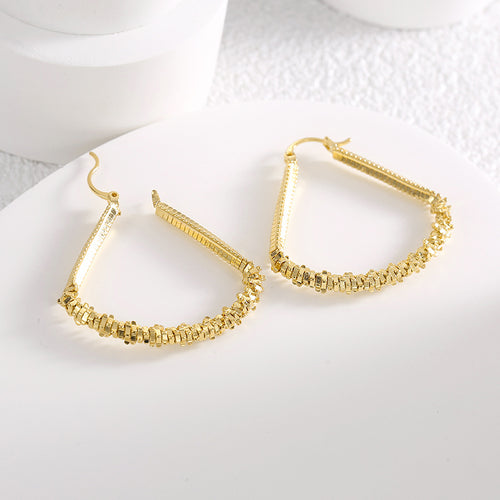 18K Gold-Plated Brass Fan-Shaped Earrings with polished design details