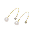 Gold-Plated Brass Pearl Threader Earrings — front view — jewelry finish and design detail
