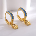 E0703 Creative Palm Inlaid Demon Eye Zircon Earrings for Women Fashion Hip-Hop Style Resin Earrings