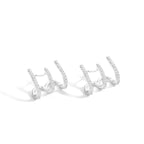 E0130 Design Three-Claw Zirconia Stud Earrings for Women, Minimalist Style Gold-Plated Earrings