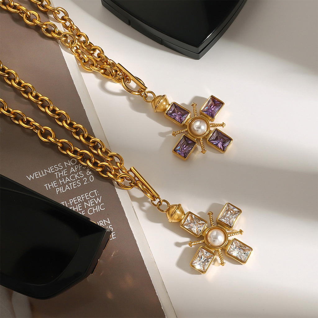 2H Cross Necklace Non-Fading Jewelry Stainless Steel Accessories