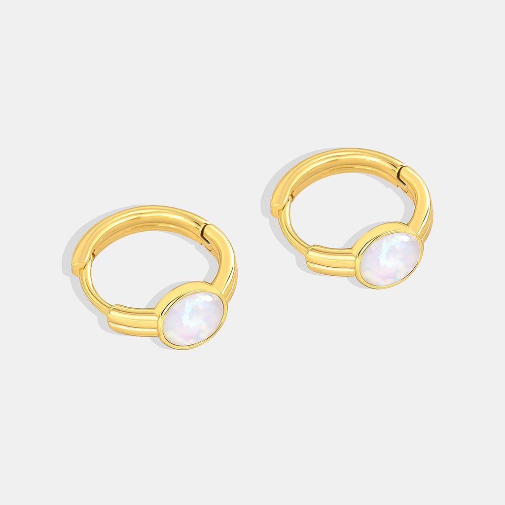 E0224 Foreign Trade Hot-Selling Opal Earrings Copper Plated Real Gold Imitation Opal Earrings Ear Clips for Women