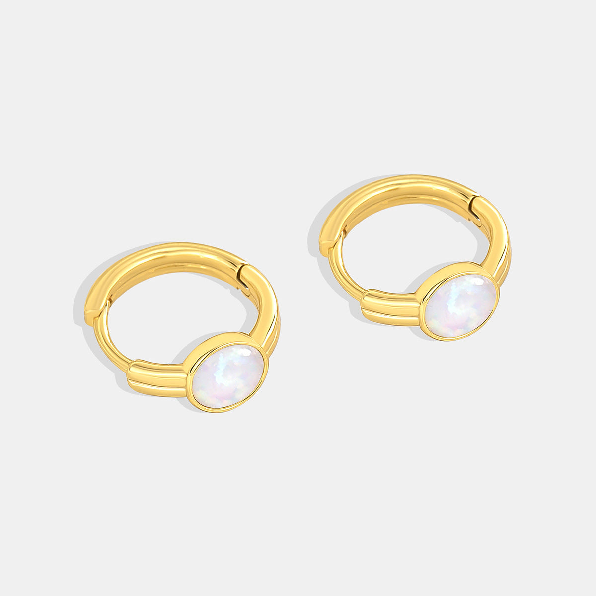 E0224 Foreign Trade Hot-Selling Opal Earrings Copper Plated Real Gold Imitation Opal Earrings Ear Clips for Women