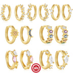 S925Sterling Silver Rainbow Colorful Star Moon Earrings Hoop Daily Wear Diamond-Studded Ear Clips Ear Jewelry for Women